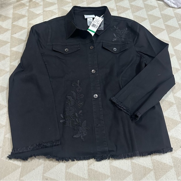 Alfred dunner Floral Embroidered Denim Jacket - Picture 3 of 4